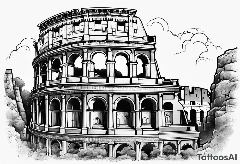 ancient ruins of Rome tattoo idea