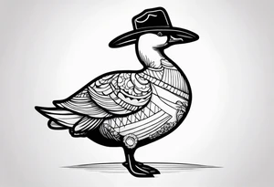 A goose with a cowboy hat and boots tattoo idea