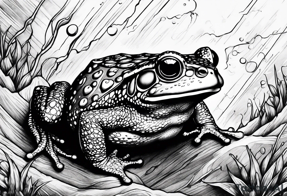 A toad in a thunderstorm tattoo idea