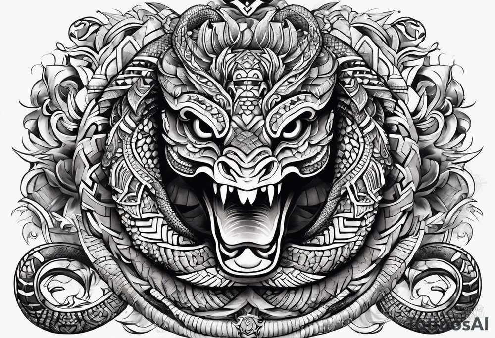 aztec snake sleeve tattoo idea