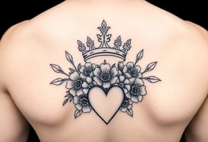 Damian, with crown, flowers and hearts tattoo idea
