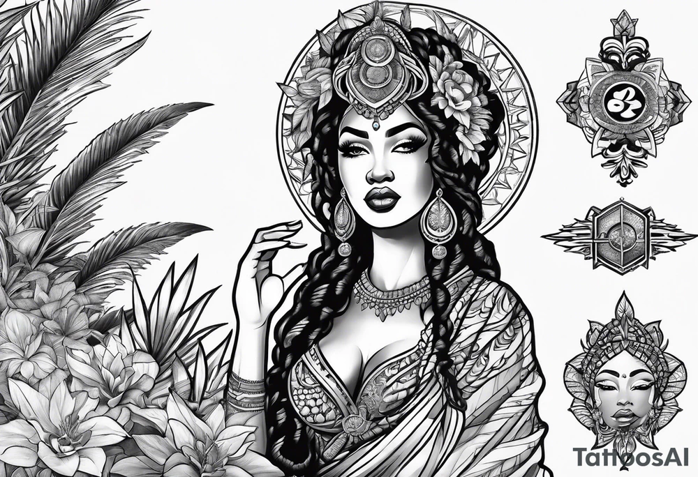 Black Goddess of sativa tattoo idea