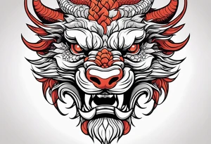 Animal Head ONLY: Chinese Dragon front facing. whole 
face fits in the white space tattoo idea