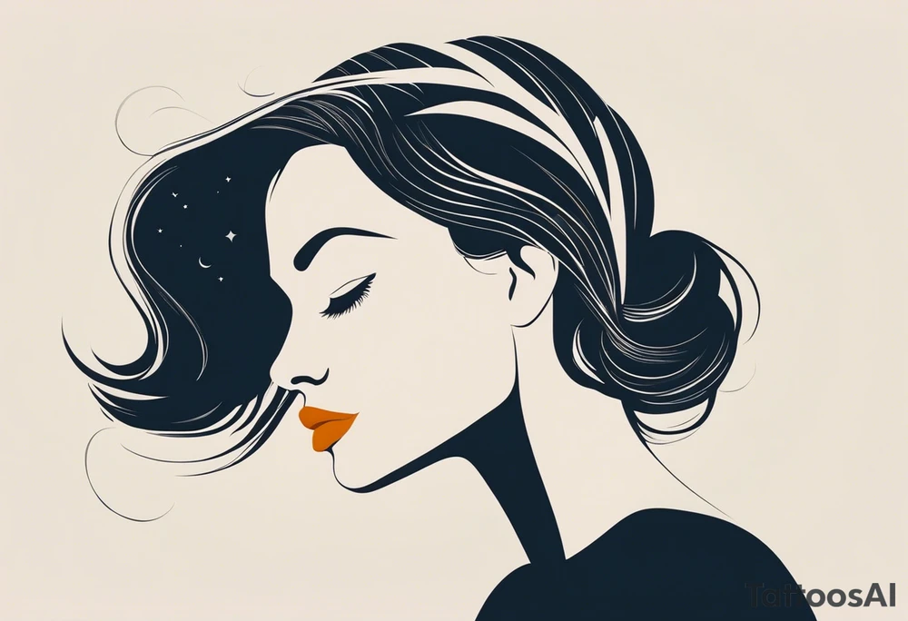 A ilustração deve representar Oxum Opará, tendo uma figura feminina no centro. Sua cabeça é adornada com uma coroa, tendo contas presas na coroa que cobrem seu rosto. Seu cabelo está preso em uma trança. Na mão esquerda carrega um Abebé, que é espelho. Na mão direita carrega uma adaga, uma pequena espada. tattoo idea