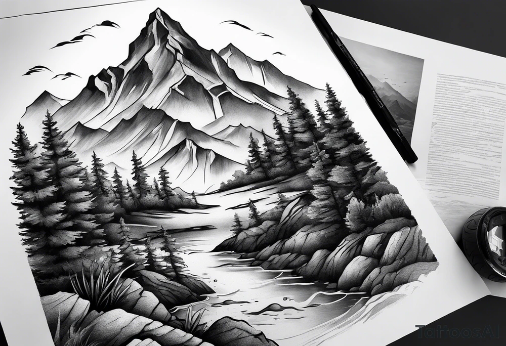 Mountain cliff tattoo idea