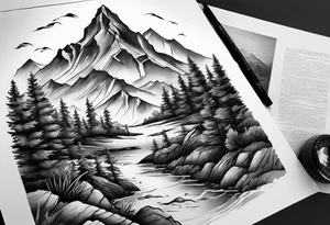 Mountain cliff tattoo idea