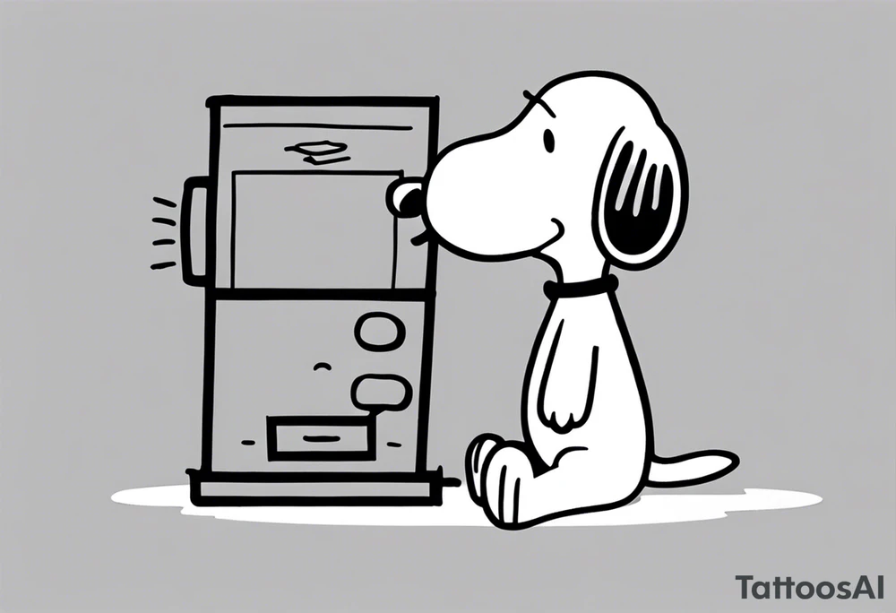 fine line snoopy on the phone tattoo idea