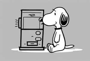 fine line snoopy on the phone tattoo idea