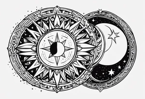 1 small sun, 1 small moon, 1 small star
And the words
My Blood
Your Blodd
Our Blood tattoo idea