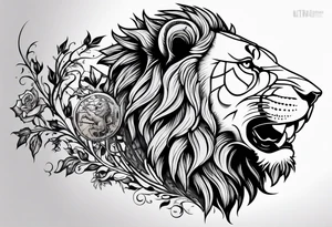 gothic lion skeleton side profile hunting tattoo idea