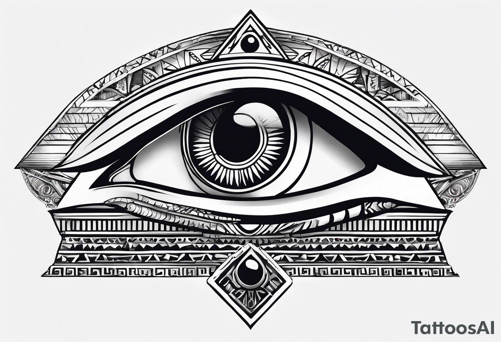 All seeing Egyptian eye with hieroglyphs sleave tattoo idea