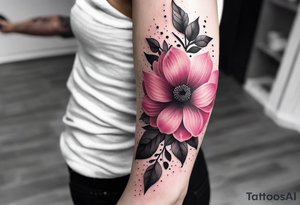 Flowers pink sleeve tattoo idea
