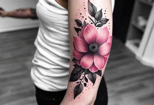 Flowers pink sleeve tattoo idea