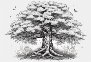 Spring beside an oka tree with Baird on the oka tree tattoo idea