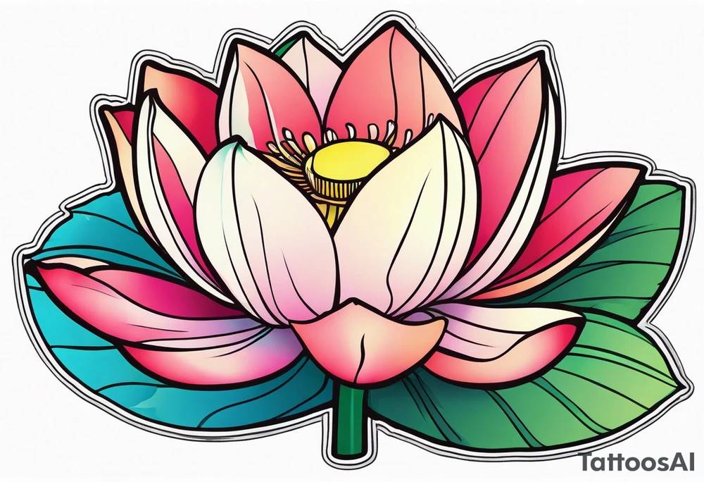 Lotus flower with stem tattoo idea