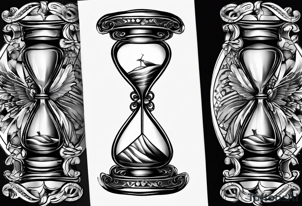 hourglass with wing carpe diem for men tattoo idea