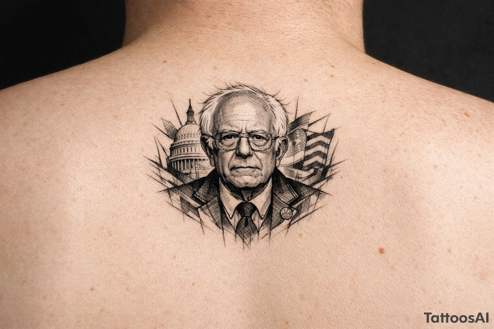 Bernie in front of neck tattoo idea