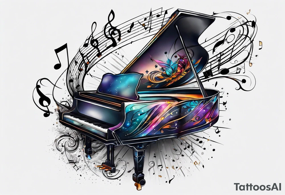 music note sleeve tattoo idea