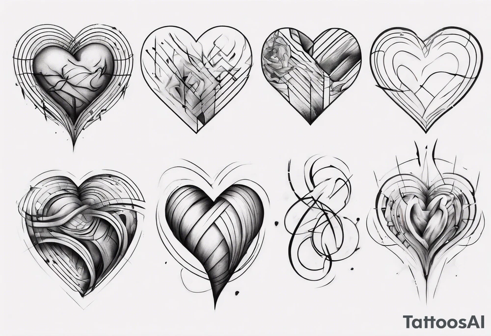 A modern heart made of lines tattoo idea