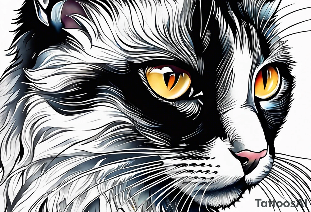Black and white cat tattoo idea