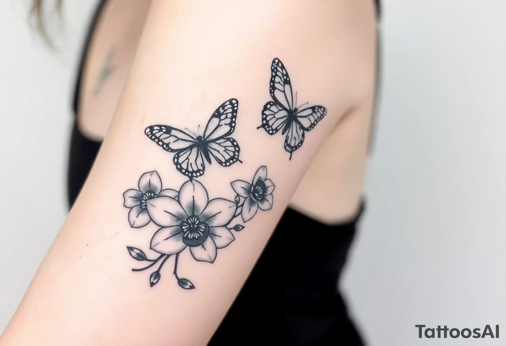 Butterflies over orchids tattoo idea