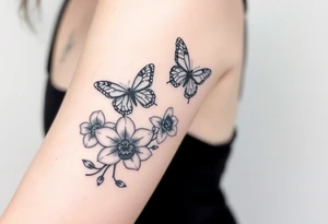 Butterflies over orchids tattoo idea
