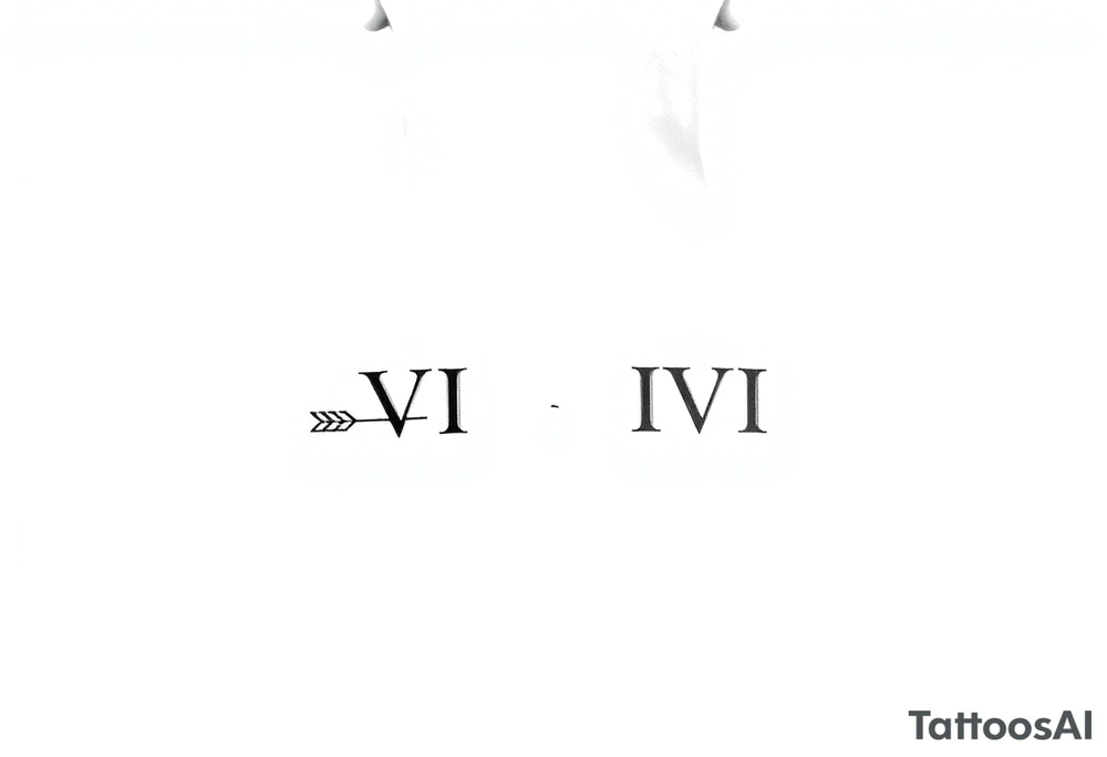 Minimalist fine-line tattoo, Roman numerals VII with a down arrow and VIII with an up arrow, clean typography, delicate, micro-tattoo style, sharp black ink, plain white background. tattoo idea