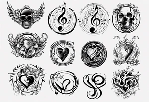 music stave hearth tattoo idea