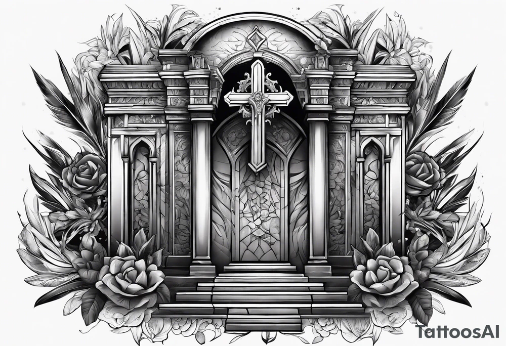 Tomb with cross tattoo idea