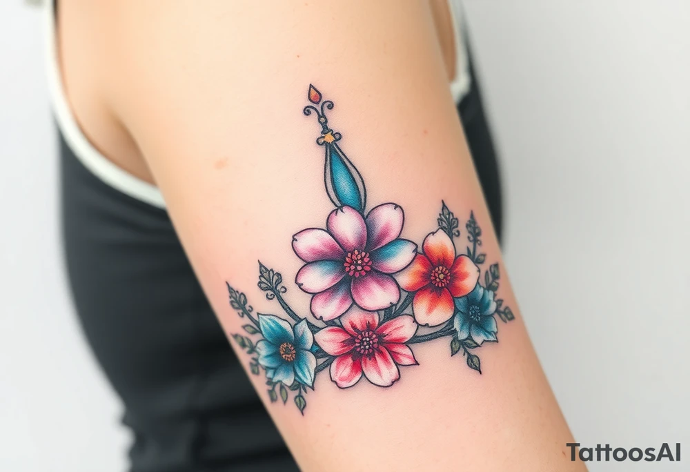 Royalty crown with flowers tattoo idea