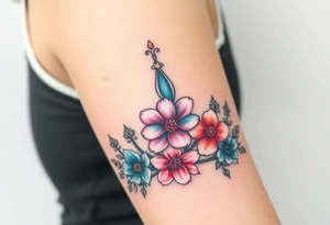 Royalty crown with flowers tattoo idea