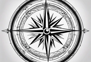 simple compass rose with long lines tattoo idea