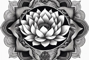 Snake with lotus and mandela tattoo idea