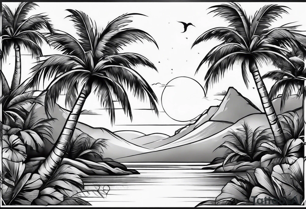 palm tree sleeve tattoo idea