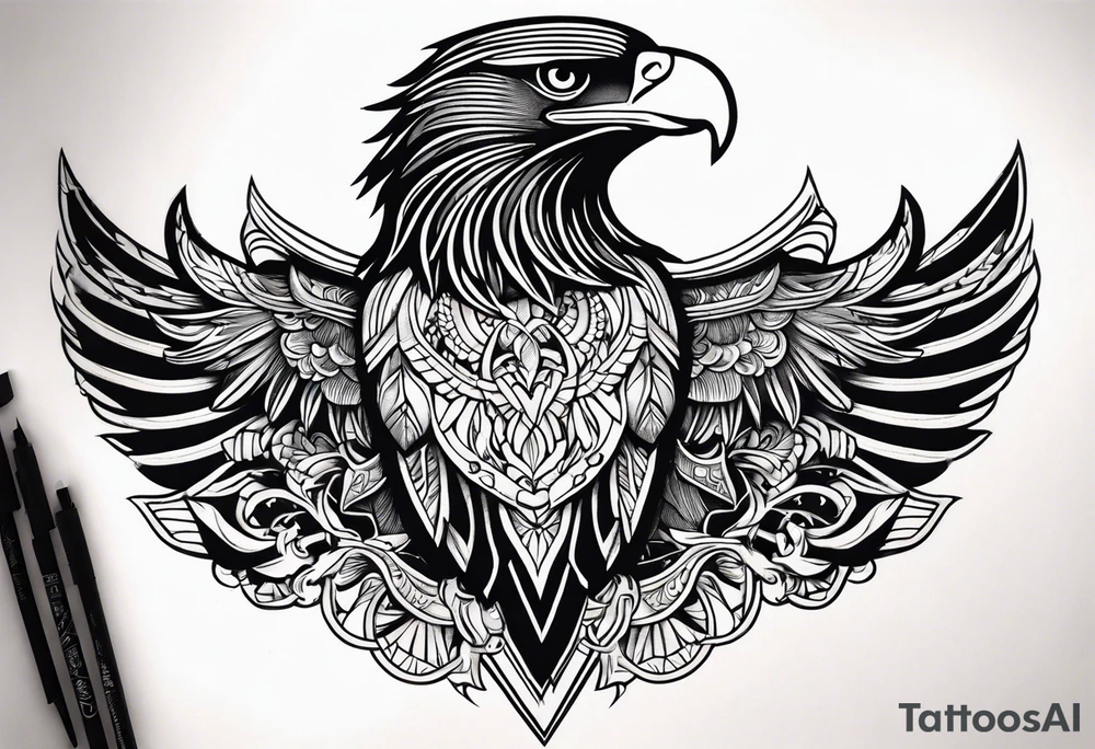 Eagle chest tattoo idea