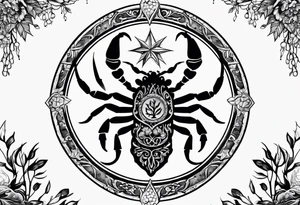 Scorpion star sign with tree of life tattoo idea