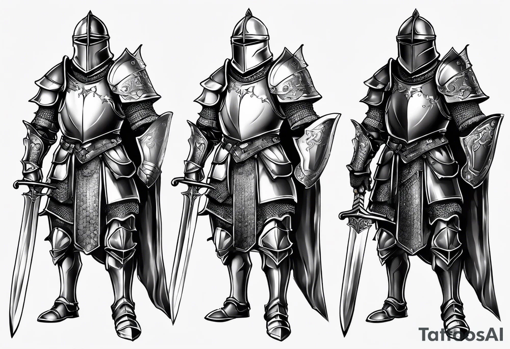 knight in armor full body tattoo idea