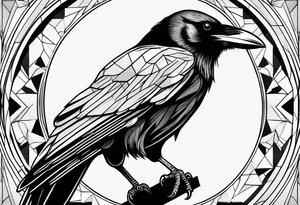Ravens with geometric background tattoo idea