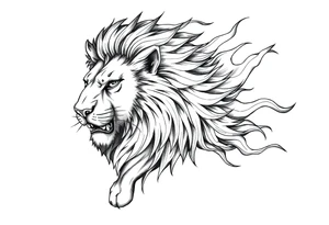 Lion in flame tattoo idea