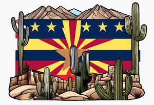 Arizona flag, Roman ruins, turkish flag, saguaro cactus tattoo idea