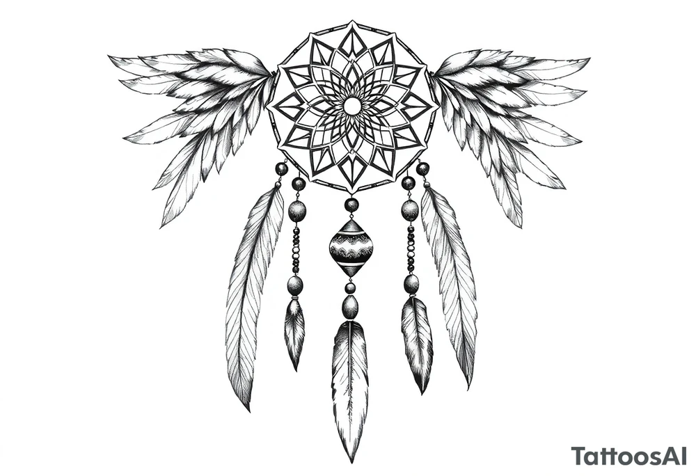 native dreamcatcher with flowing feathers and sacred beads tattoo idea native dreamcatcher with flowing feathers and sacred beads tattoo idea