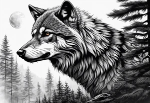 Ultra realistic Wolf and raccoon
Background Woods tattoo idea