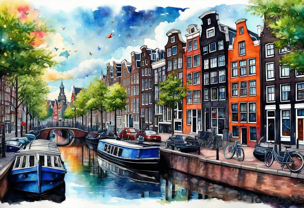 Wildlife in Amsterdam, Amsterdam buildings, Amsterdam canal, pineapples, pineapple trees, space, galaxy, galaxy colours tattoo idea
