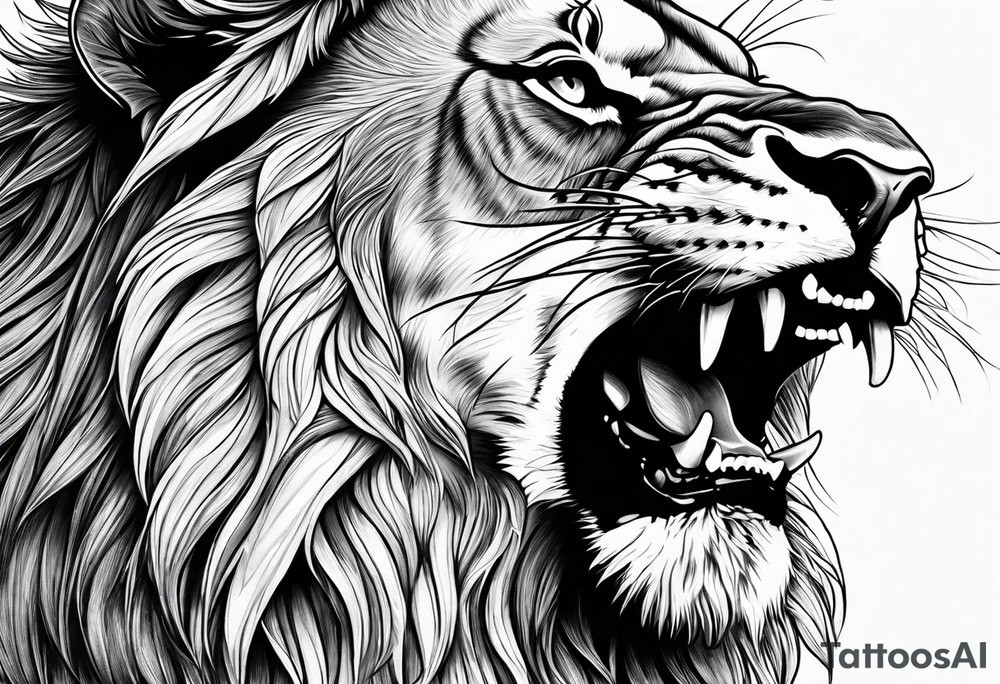 A roaring lion tattoo idea
