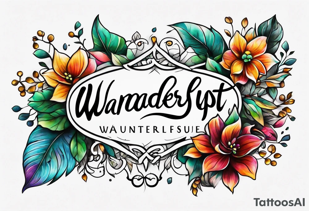 Spell out the word wanderlust in cursive tattoo idea