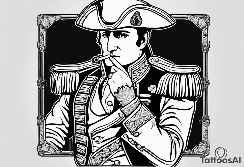 Napoleon Bonaparte smoking cigarette tattoo idea