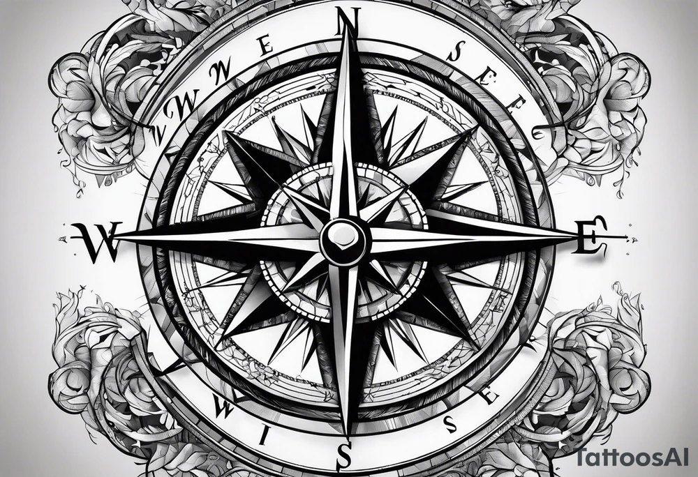 Compass on world map tattoo idea
