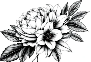 peonies and lilies combination tattoo idea