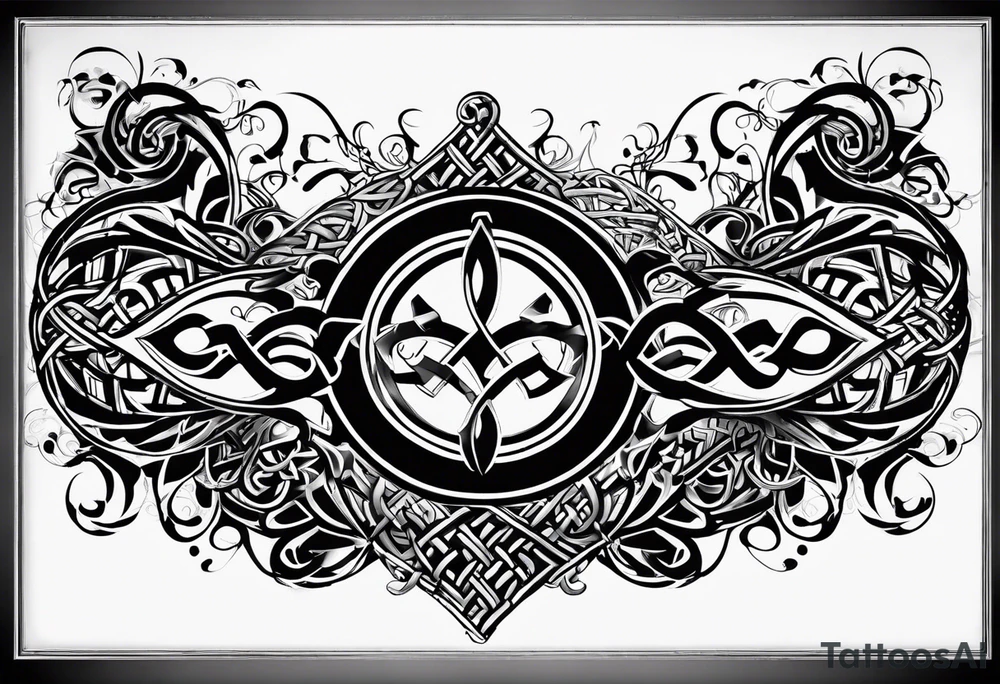 Cheers Mate text, armband +Celtic +Cancer Ribbon +tribal +artistic tattoo idea