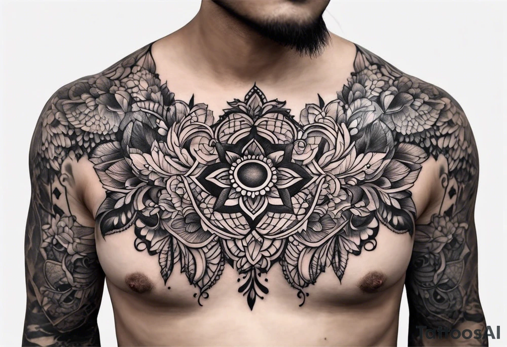 Sternum lace tattoo idea